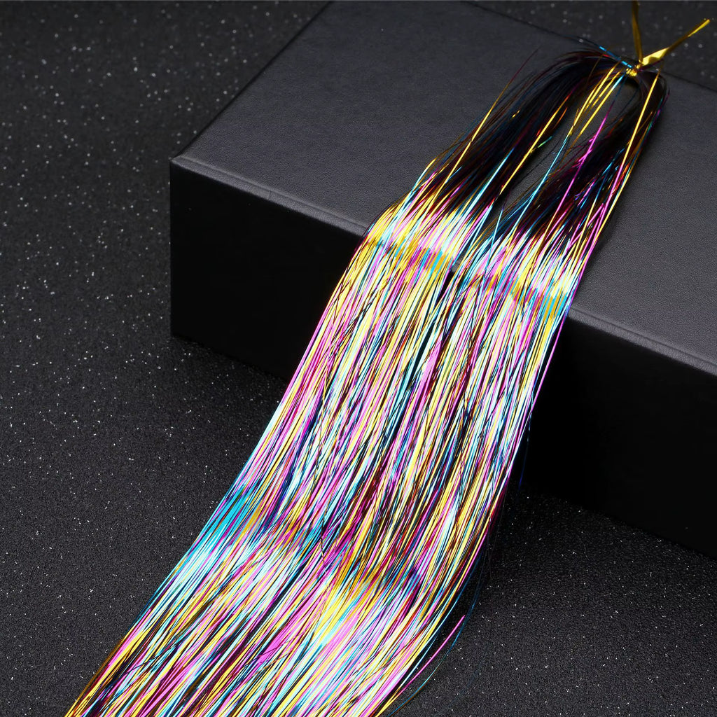 Multi Faceted Rainbow Hair Tinsel- 30 Pack