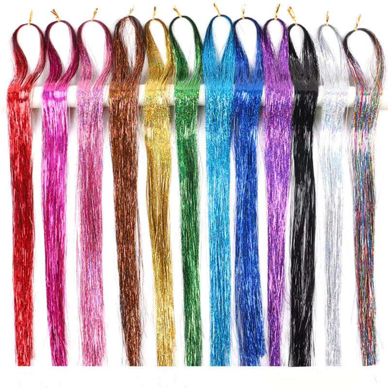 Multi Faceted Rainbow Hair Tinsel- 30 Pack